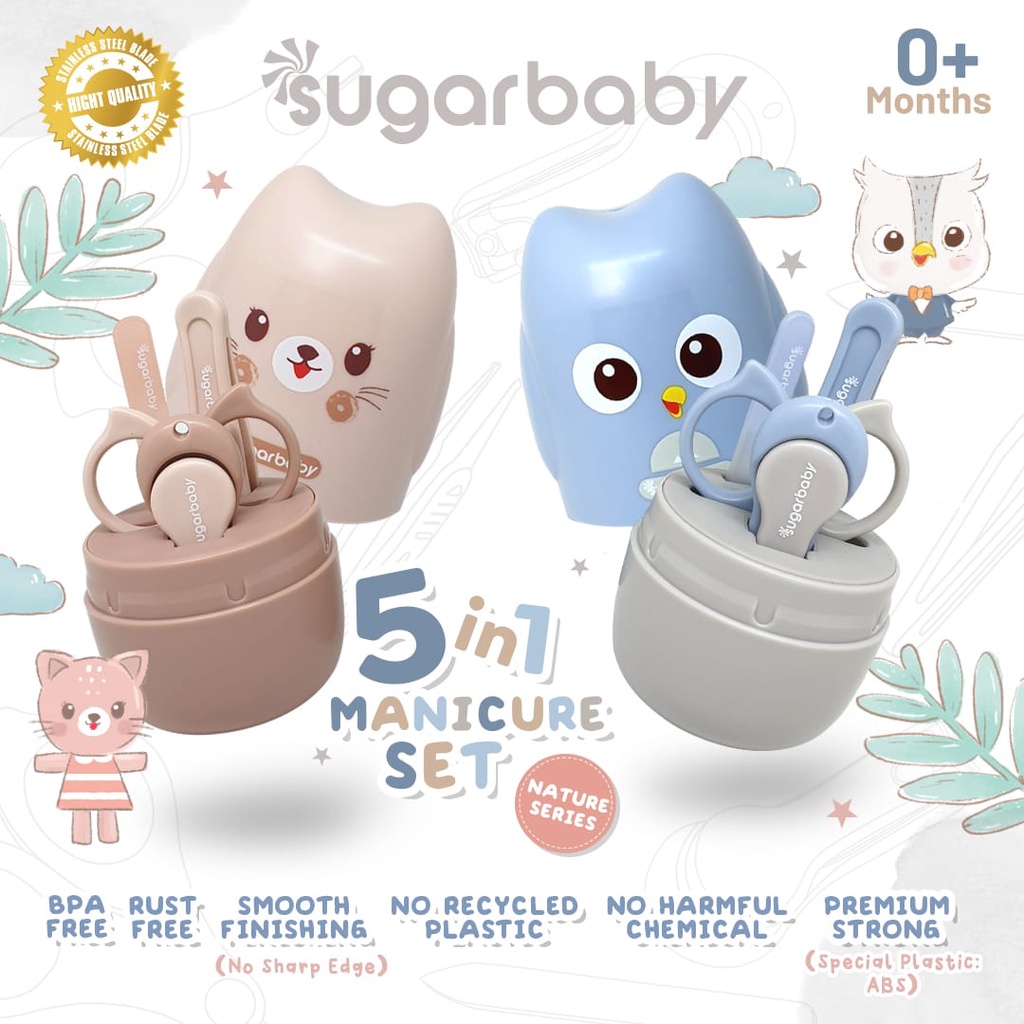 SugarBaby 5in1 Manicure Set Nature Series (Perlengkapan Manikur Bayi 5in1)