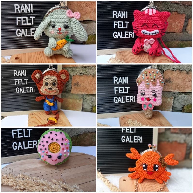 Dompet koin rajut, dompet koin lucu, dompet rajut