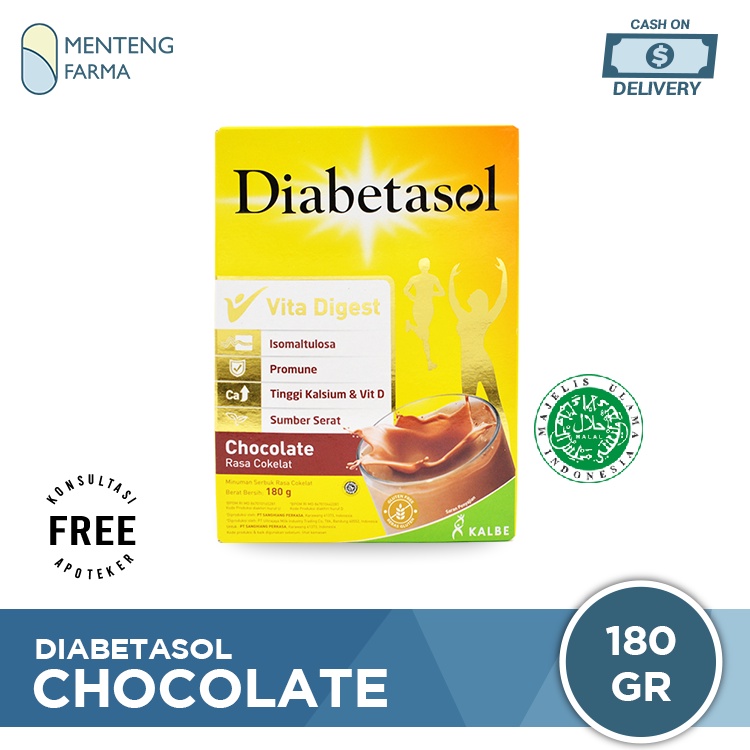 Diabetasol Cokelat 180 Gram - Susu Penambah Nutrisi Khusus Diabetes