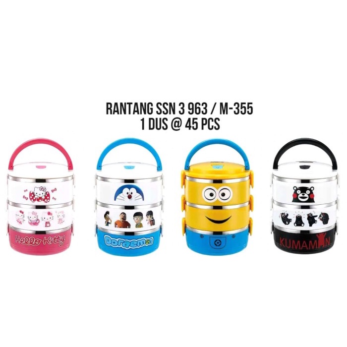 we2011qq Rantang Karakter 3 Susun Motif Lunch Box Tempat Nasi Sayur Unik Lucu Ded3E02E