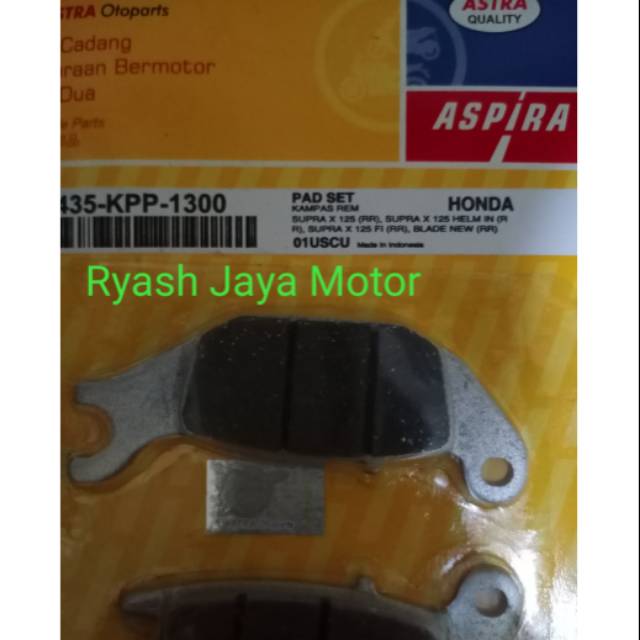 Kampas rem belakang/ dispad belakang Aspira supra x 125 f1/karbu/helm in/ blade new