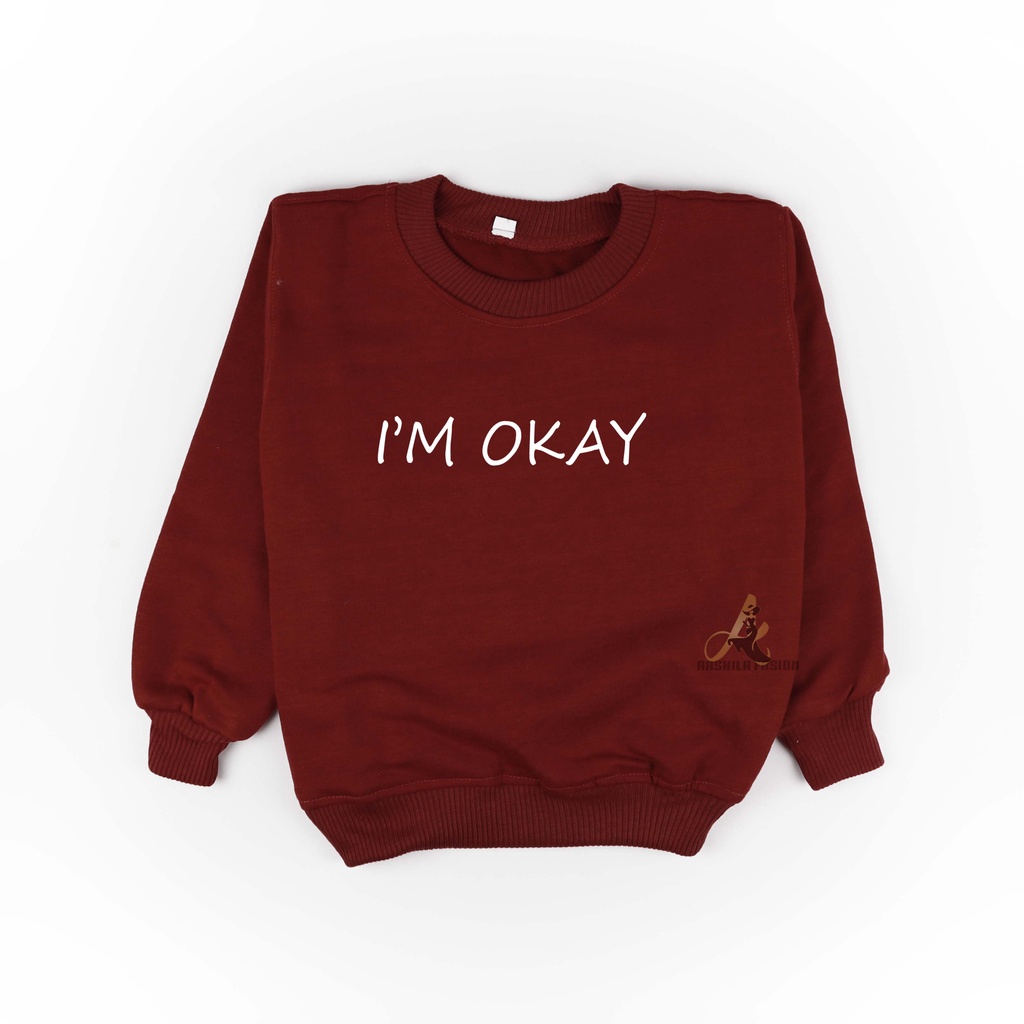 SWEATER POLOS ANAK TANPA KUPLUK SABLON IM OKAY