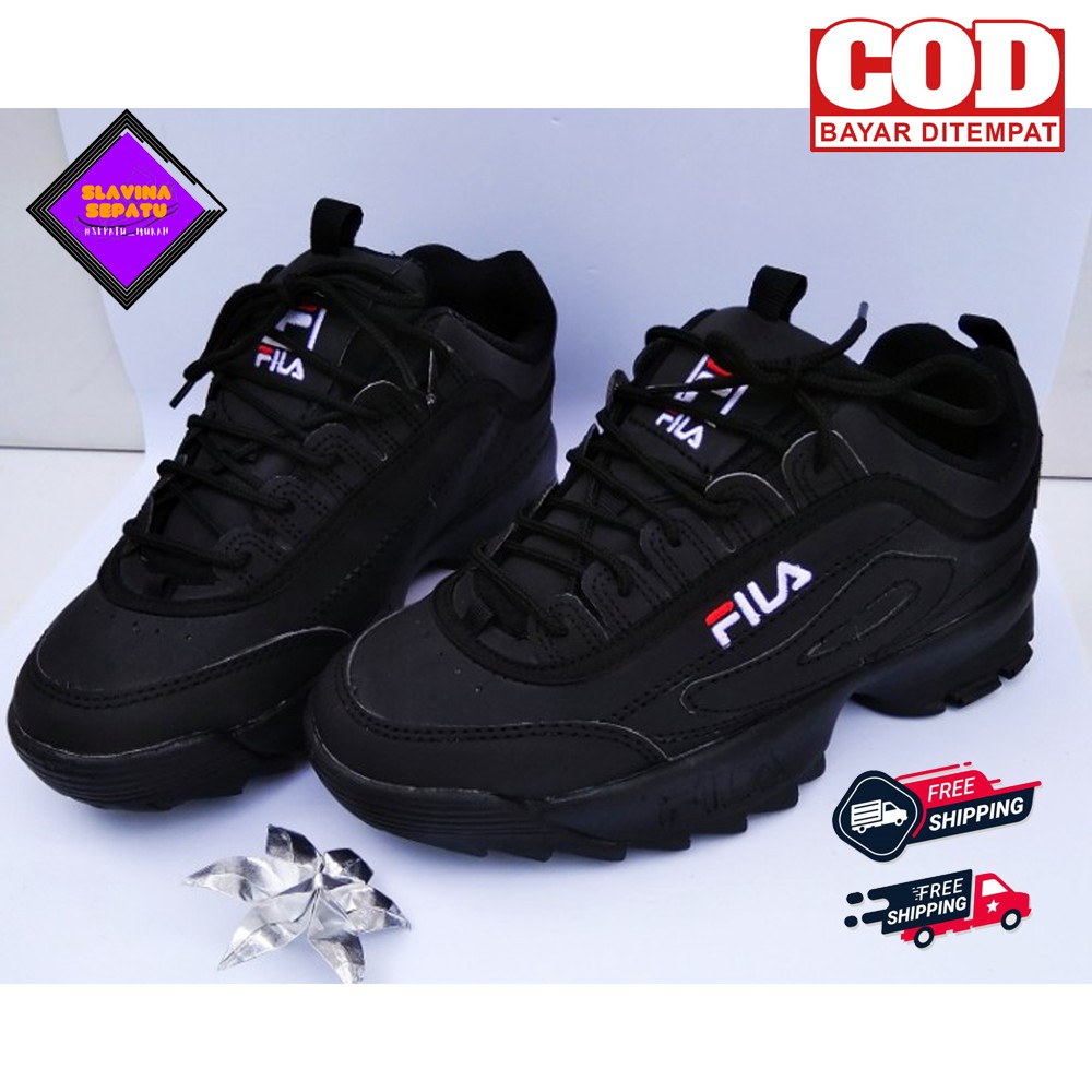 Sepatu Sekolah Filla Full Black Distributor 2 Original UA BNIB Made In