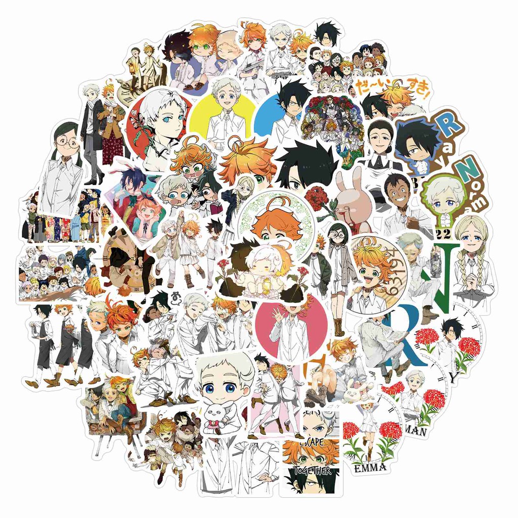 50 Pcsset Stiker Pvc Anti Air Motif Kartun The Promised Neverland Untuk Dekorasi