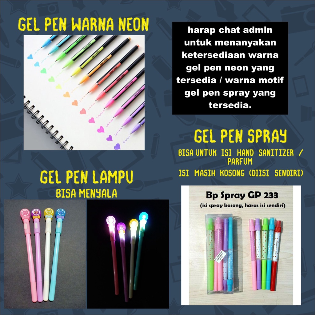 

Gel Pen warna neon | Gel Pen SPRAY Sanitizer (NEW NORMAL)