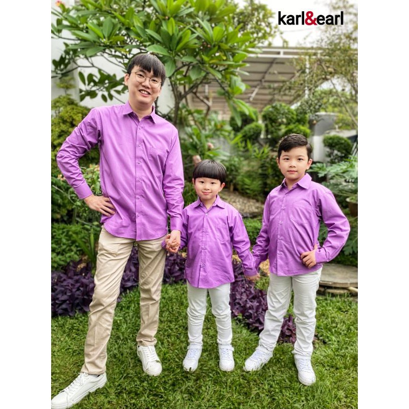 Karl Earl Kemeja Anak Laki Lengan Panjang Ungu Lilac Kembaran Papa Anak Shopee Indonesia