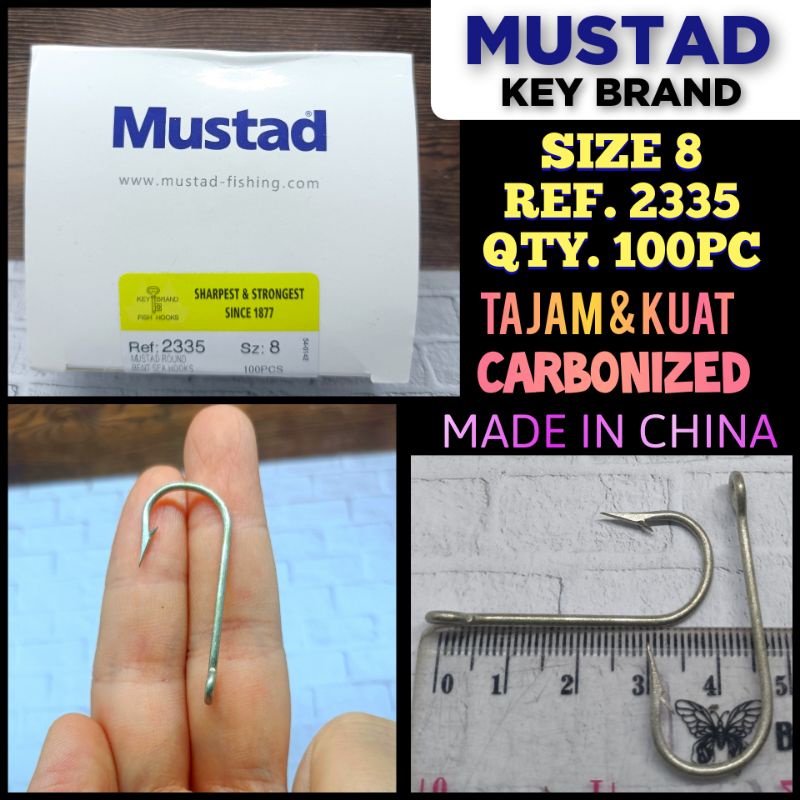 MUSTAD HOOK SIZE 8 REF.2335 QTY.100PC ROUND BENT SEA HOOKS KAIL PANCING CAP KUNCI KAIL KUAT KAIL KAR