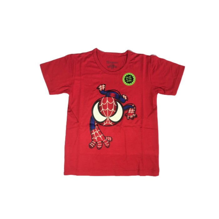 Kaos Anak Laki-Laki Spiderman Merah New Glow in the dark Baju Atasan Rhymes