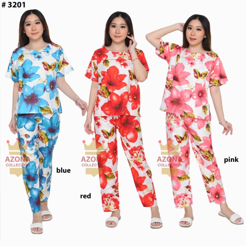 Dtree .baju tidur piyama dewasa cp oblong motif bunga / baju tidur dewasa katun eropa-1