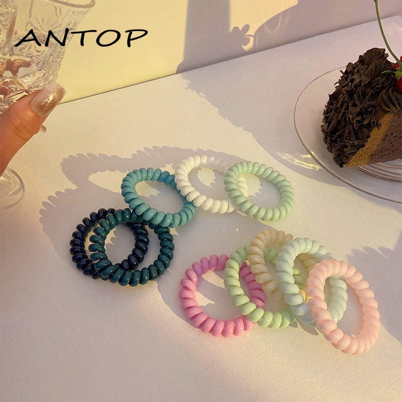 Korea Permen Warna Rambut Cincin Telepon Kawat Kepala Tali Wanita Sederhana Karet Gelang Tidak Ada Jejak Ekor Kuda Hiasan ANTOP
