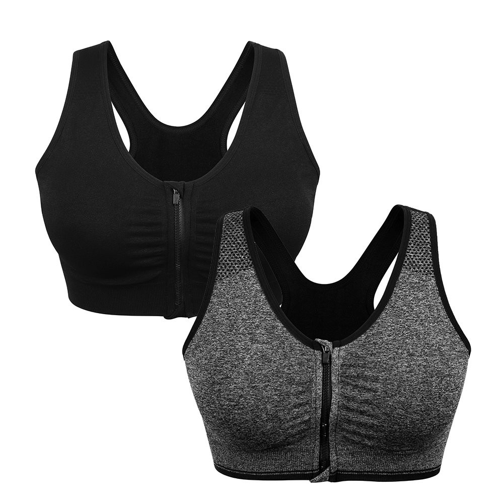 BH Olahraga Wanita Gym Fitness Senam Zumba Lari Jogging Push Up Resleting Depan - Bra Sport ZIPPER