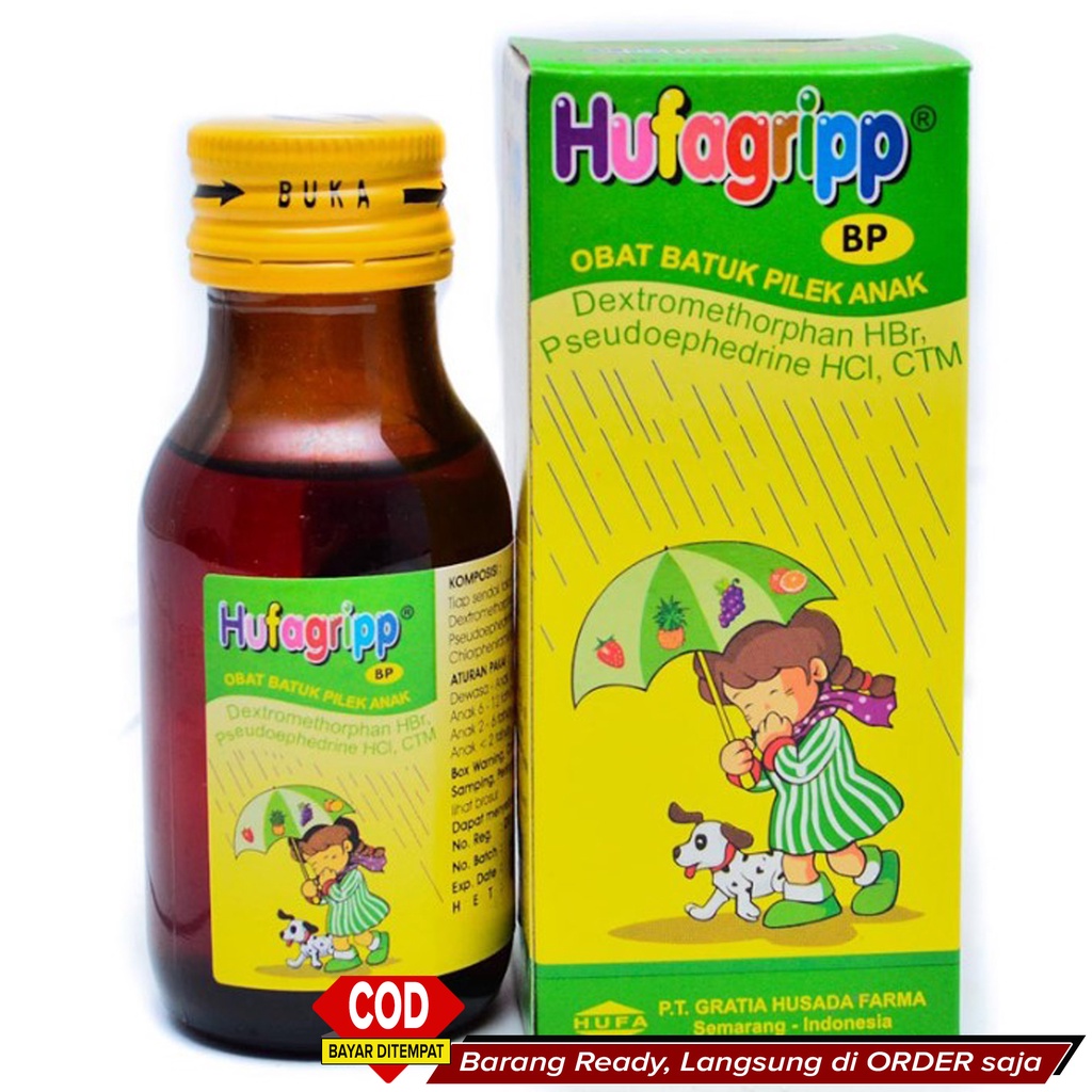 Best Seller Obat Batuk Pilek Batuk Flu Anak Hidung Mbeler Tersumbat Badan Tidak Panas ~ syrup Hufagr