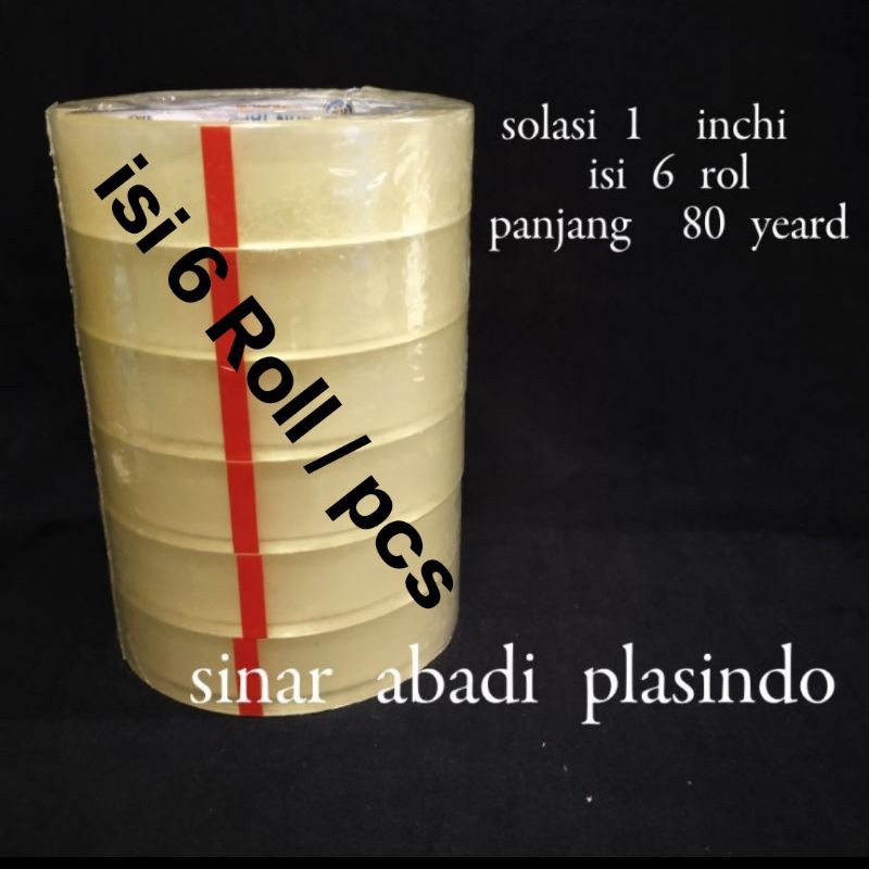 

Lakban - solasi 1 inchi isi 6Roll - pelekat plastik - lem plastik