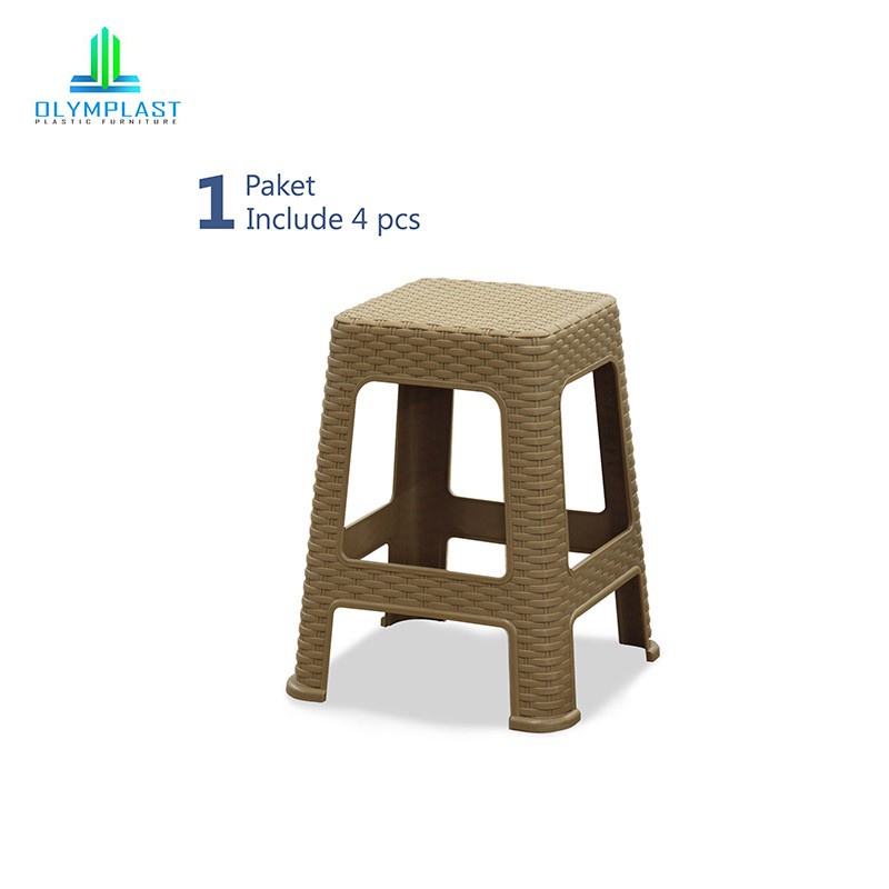 OLYMPLAST Kursi Bakso Motif Rattan Square Chair (4 Pcs)