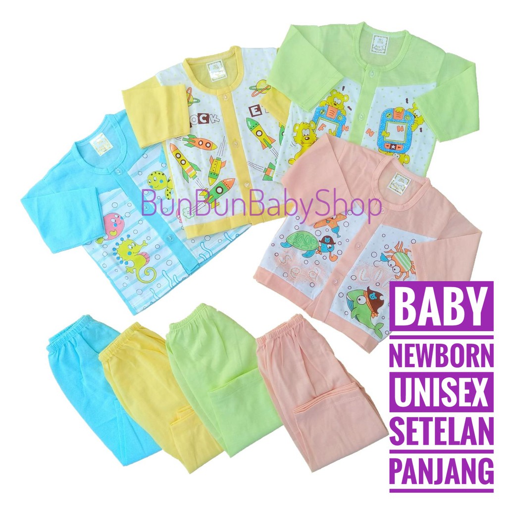 Setelan Bayi Panjang Unisex Pakaian Laki Perempuan Perlengkapan Baru Lahir Baju Baby Newborn Murah