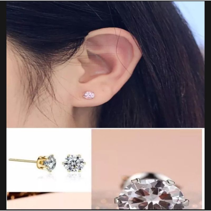 Anting tusuk permata gold titanium asli sngat cantik