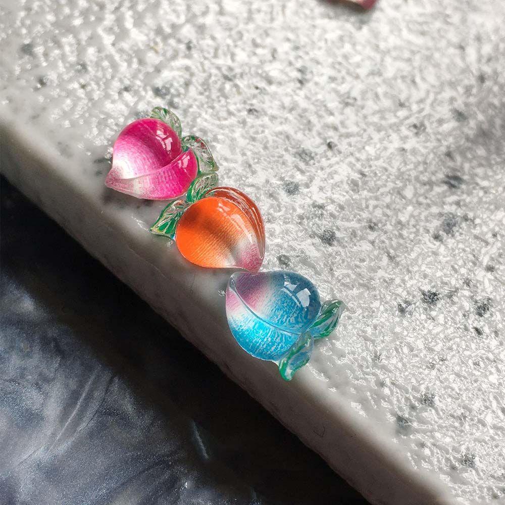 AUGUSTINA Agustinina Kristal Nail Art Perhiasan Transparan Manis Manicure Resin Telepon Patch Flatback Buah Dekorasi Kuku