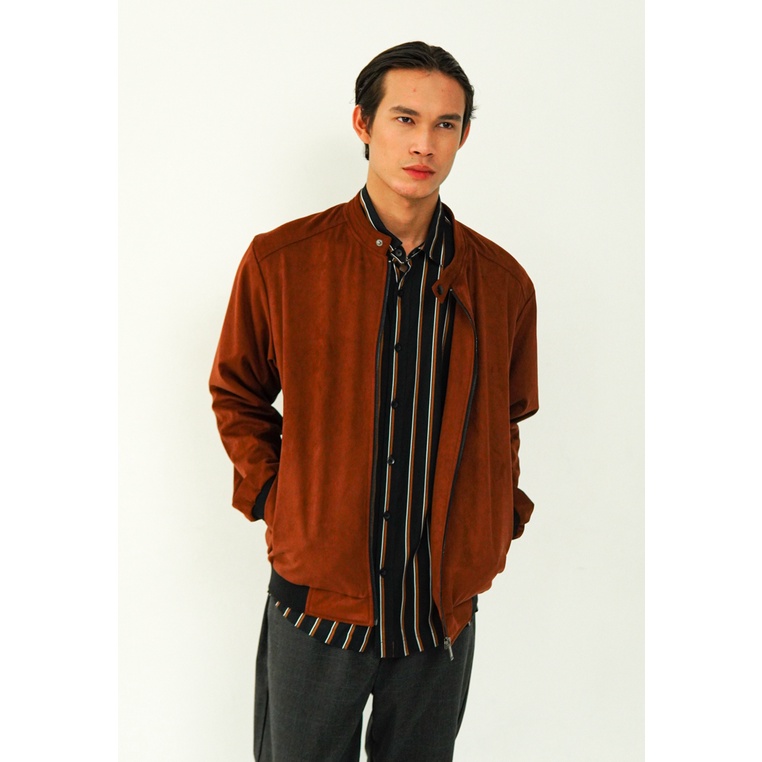 VALINO Jaket Suede Pria Cokelat - V-AJCO01-K5