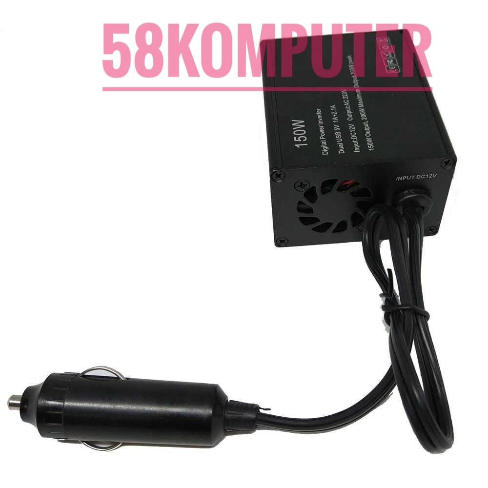 Power Inverter lighter mobil DC 12V to AC 220V 150W 2 USB Port