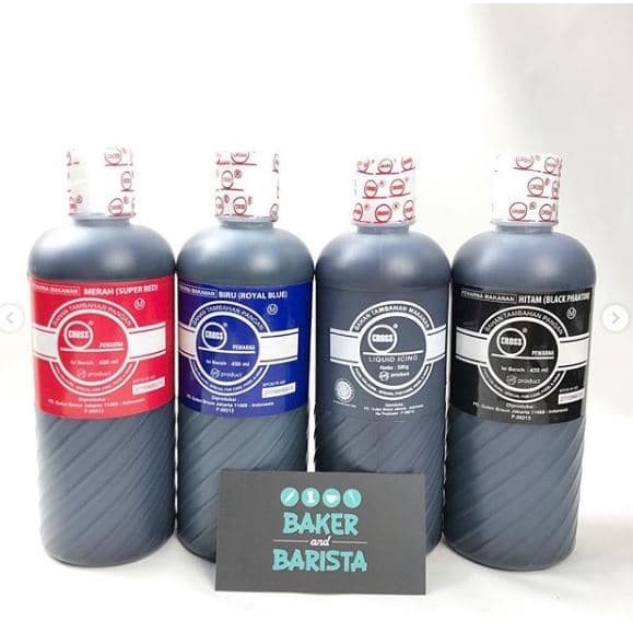 

Cross 450ml/Lemon Yellow/ Moss Green/ Super red/Royal blue/Super Violet/Black Phantom/ Pewarna makanan icing kuning oil based ukuran L