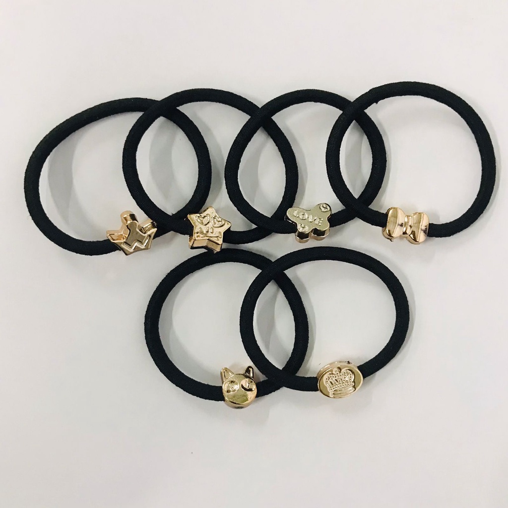 MKL - Ikat Rambut Karet Gelang Body Jewerly / Fashion Wanita / Kuncir Rambut / Aksesoris Rambut  R128 R575-HITAM RANDOM