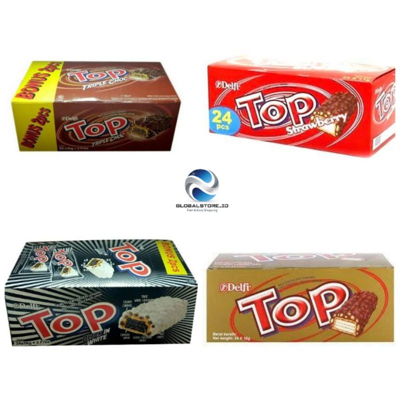 TOP Delfi triple choc / chocolate / strawberry / black in white wafer box