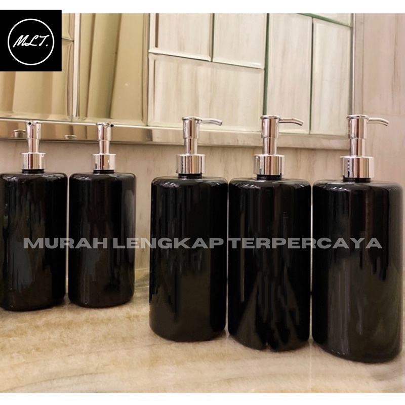 BOTOL HITAM GLOSSY 500ML SILVER LUXURY . AESTHETIC BOTTLE MINIMALIST REFILL ORGANIK LUXURY SILVER BOTOL 500 ML HITAM BLACK SOLID TUTUP CLIP OIL LUXURY SILVER PET