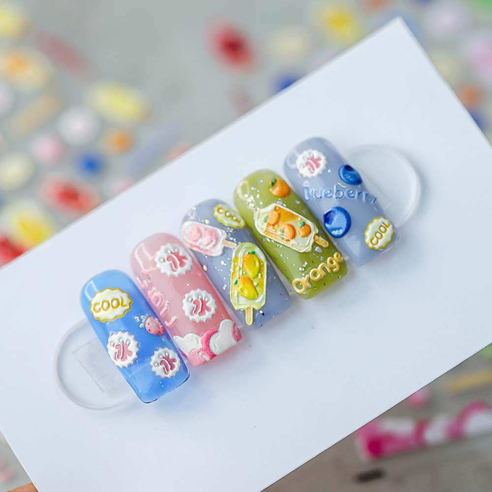 [Elegan] Kartun Stiker Kuku Fashion Es Krim Perekat Diri Buah Buahan Nail Art Dekorasi