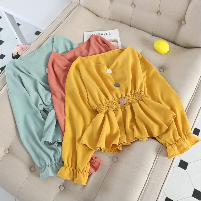 BEFAST - ZEC Blouse RAENY / Blouse Magazee / Blouse Wanita Casual / Blouse Lengan Panjang / Blouse Pinggang Karet Terlaris / Atasan OOTD Wanita ke Acara Formal