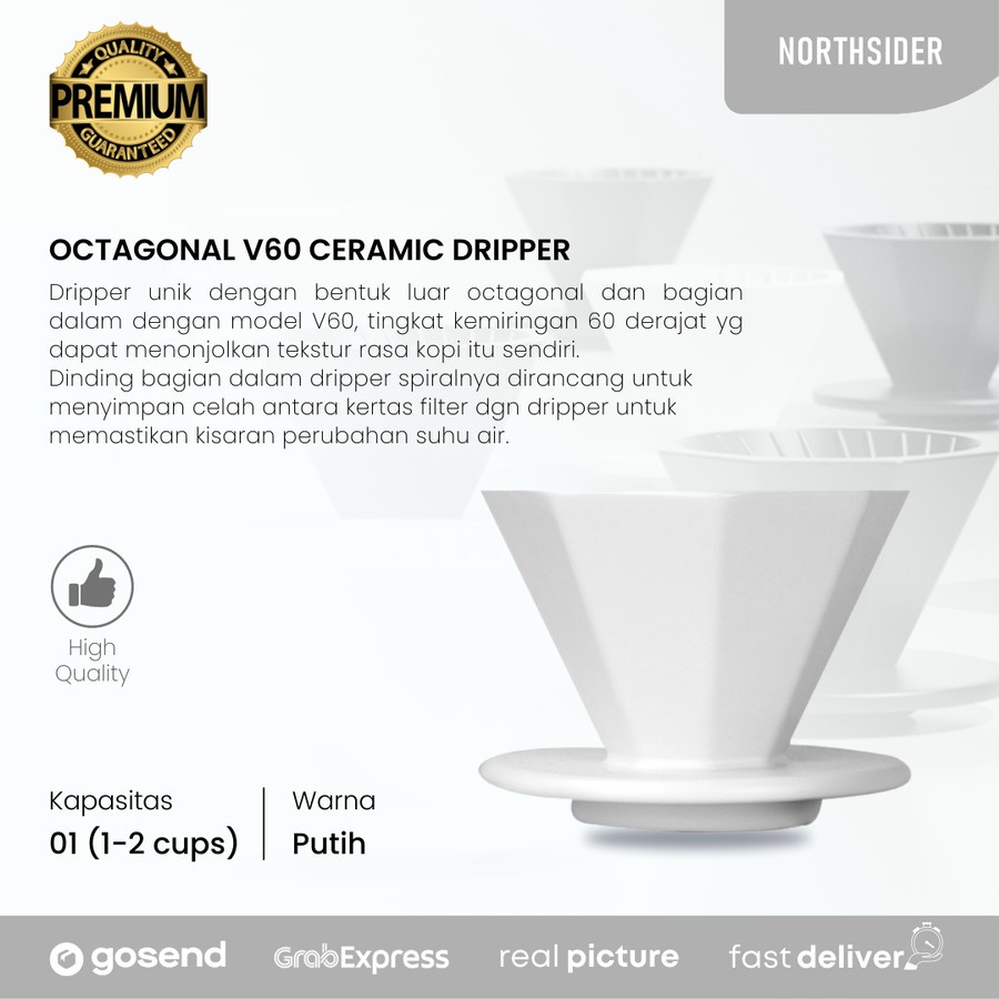 OCTAGONAL V60 CERAMIC DRIPPER KOPI MANUAL BREW PREMIUM NB-0804