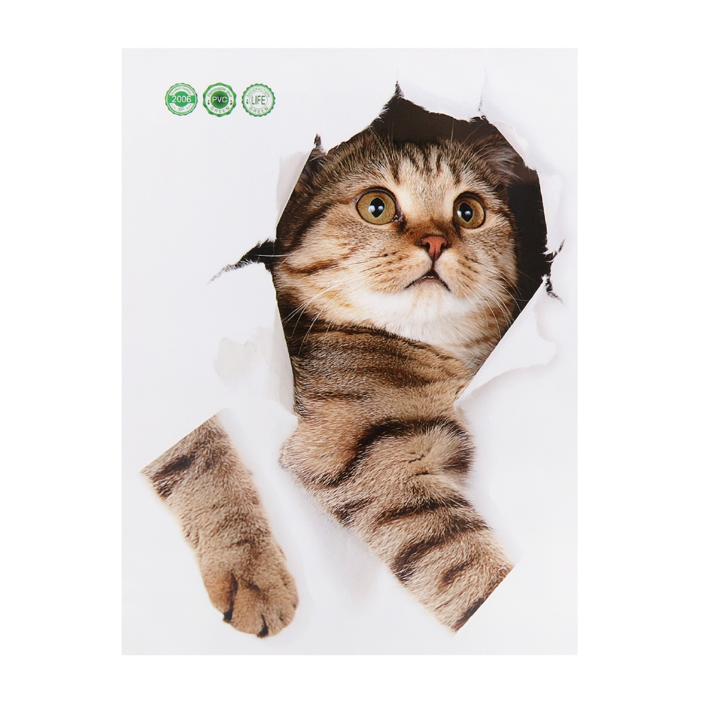 Hot Sale/Stiker Dinding Kucing 3D Kitten Lucu/3D Kitten Cat Sticker/Stiker Kamar Mandi/Rumah Kamar Tidur/Kucing Hidup Stiker Mobil/Wall Art Decor/Kulkas Decal Home Mural Art Decor