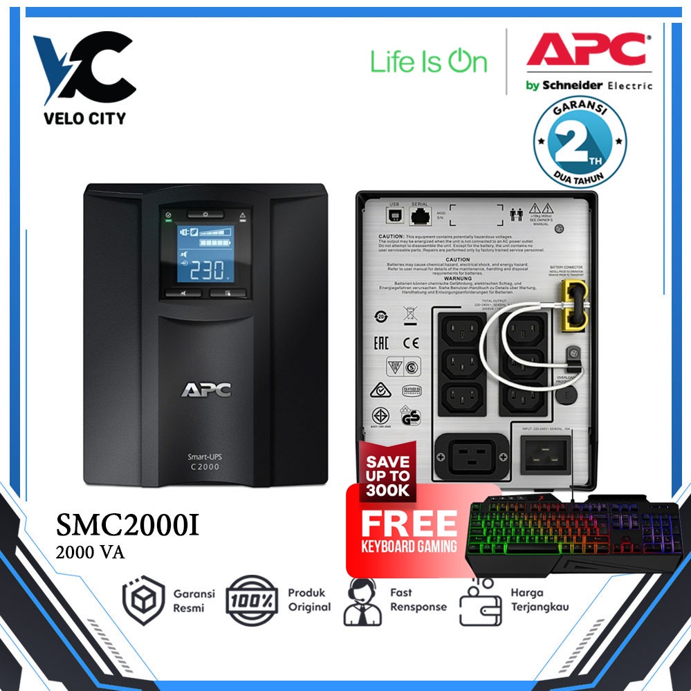 APC Smart UPS C 2000VA LCD 230V SMC2000I - Garansi Resmi 2 tahun