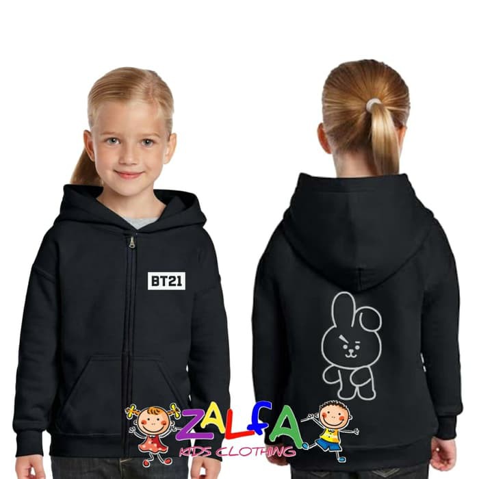 Jaket Hoodie Zipper Anak Anak BTS BT21 Cooky by Zalfa Kids