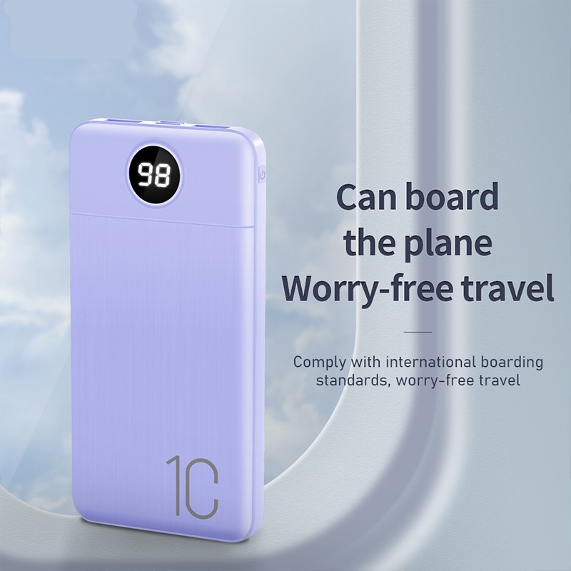 PowerBank 20000mah 10000mah Fast Charging Power Bank Dual Input Port Type C & Micro USB Original Quick Charger Real Capacity mini murah Iphone 13 mini pro max 11 10 8 7 6 xiaomi Samsung Oppo Vivo  iphone xr x hp Realme Redmi infinix Ipad Batteries Ga-PT126- ungu