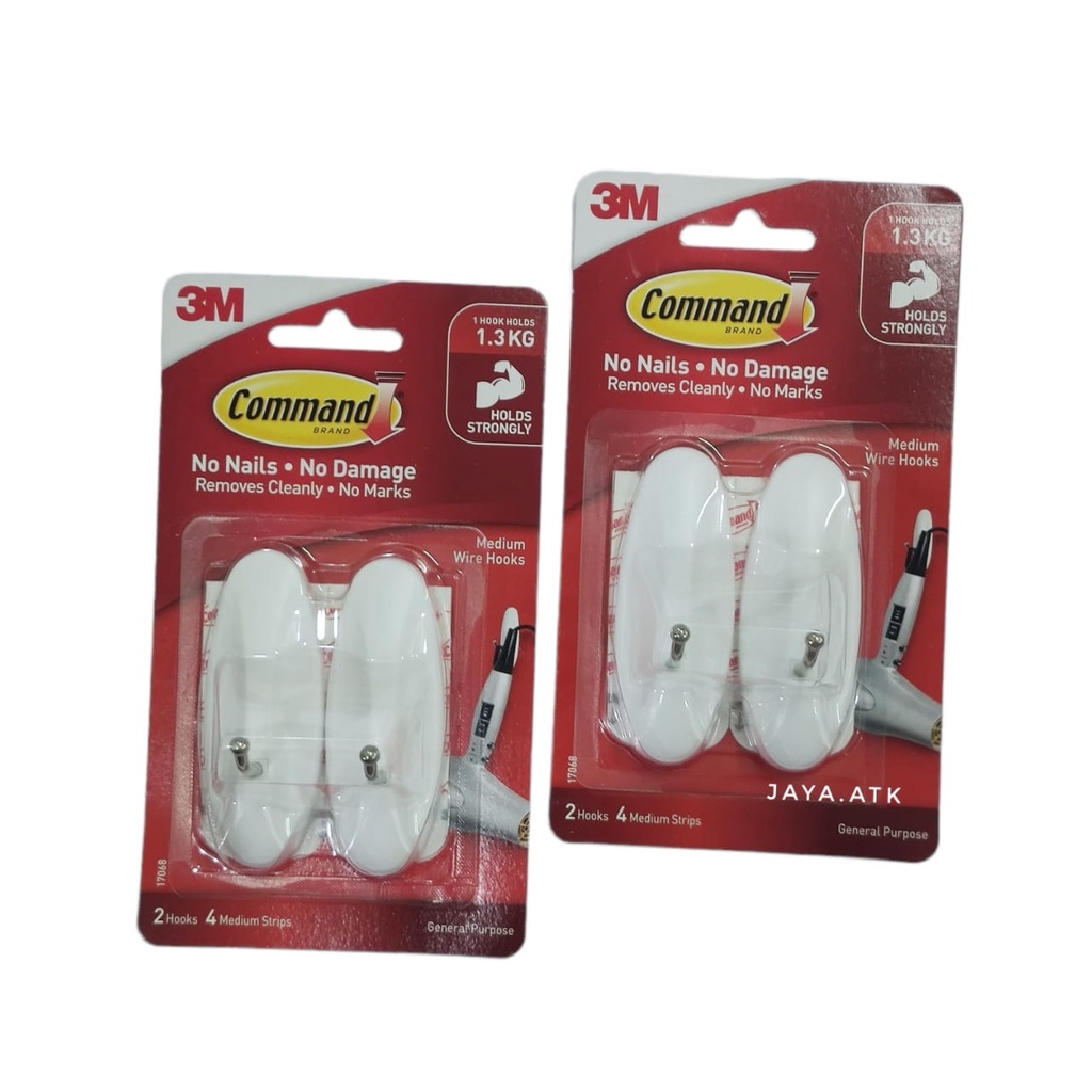 GANTUNGAN HOOK 3M COMMAND 17068 SET 2 PENGAIT LEM ADHESIVE UTILITY WIRE