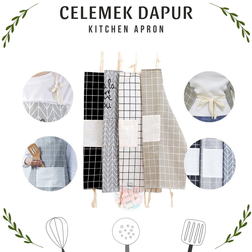 Celemek Apron Masak Dapur Korea Style Pelindung Baju Kain Lap Anti Kotor Noda Minyak Celemek Koki Unik dan Cantik