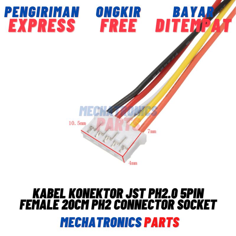 Kabel Konektor JST PH2.0 5Pin Female Kabel 20cm 5P PH 2.0mm PH2 Connector Socket