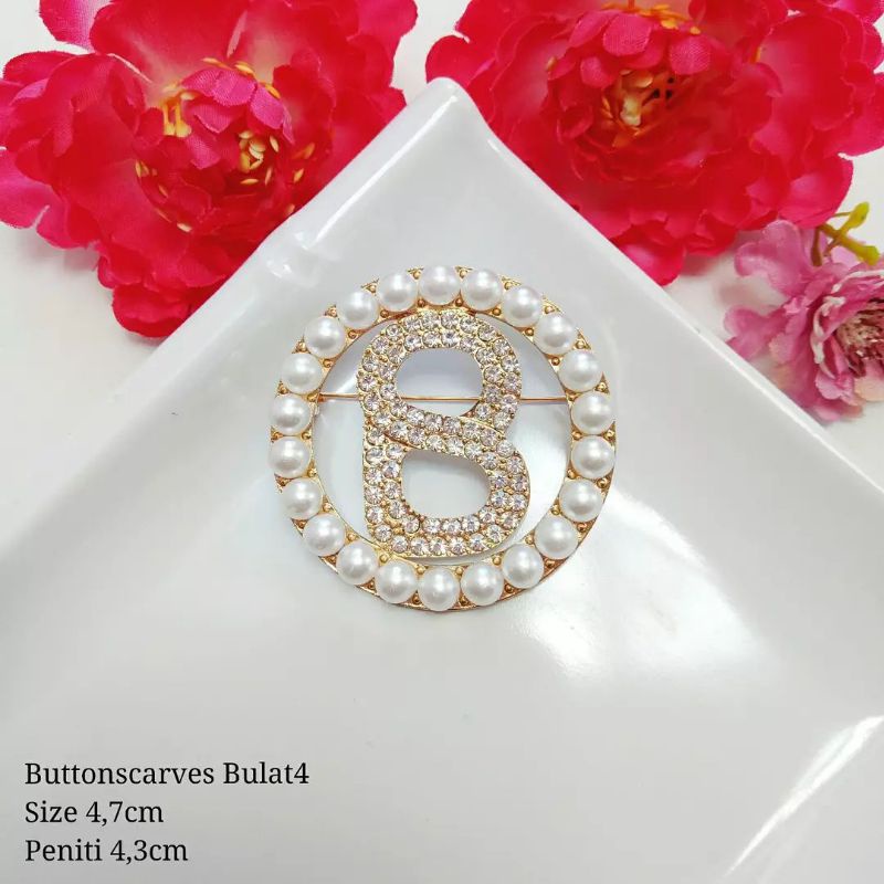 Bros Buttonscraves / Bros Ala Buttonscarves  / Bros Button / Buttonscarves Brooch / Orderinkuy Bros-Bulat Mutiara Gold