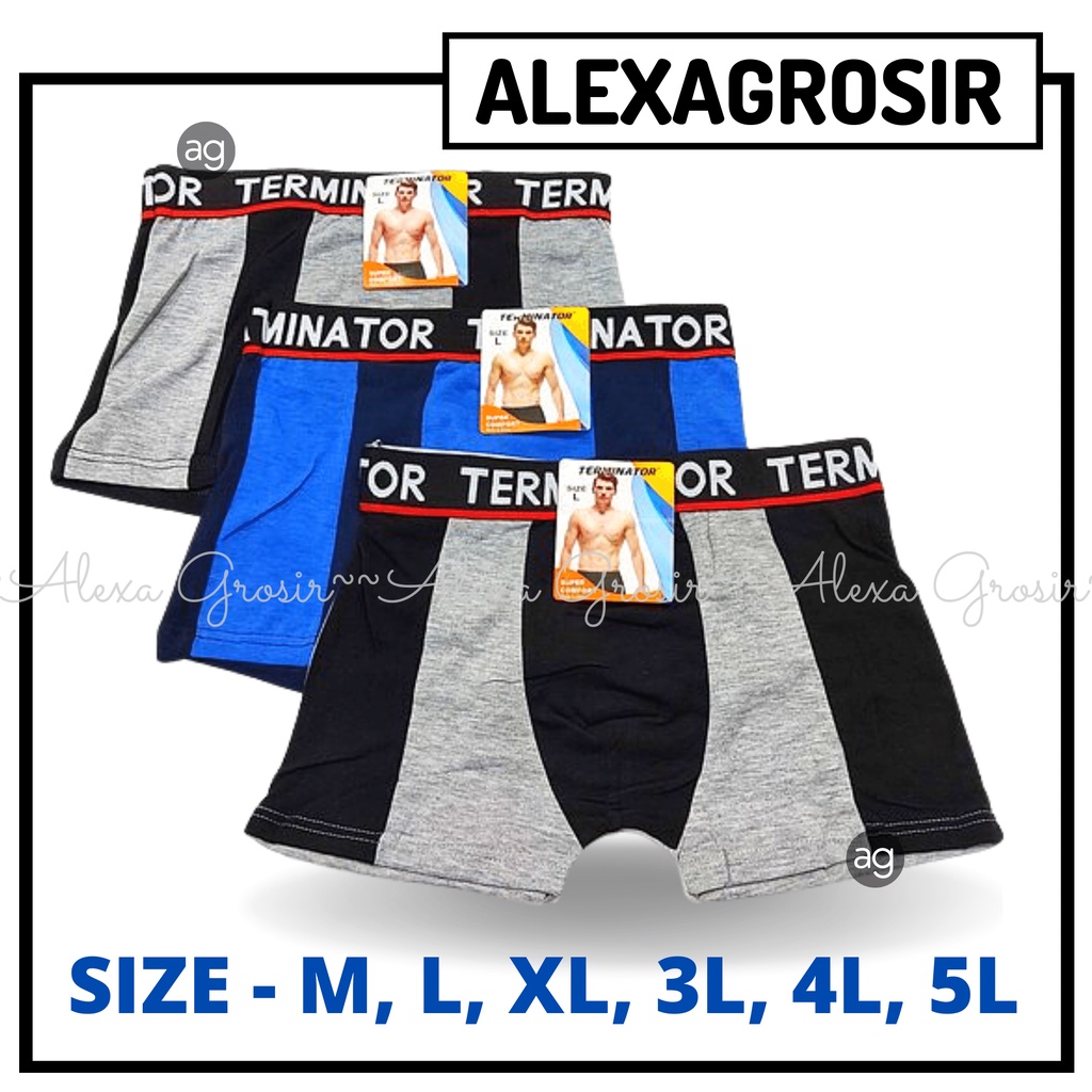 [COD] SEMPAK BOXER PRIA JUMBO M L XL 3L 4L 5XL CD CELANA DALAM BIG SIZE TERMINATOR