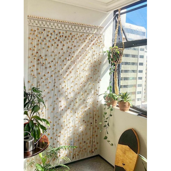 READY macrame tirai pintu/ macrame backdrop/ gorden jendela/ makrame putih