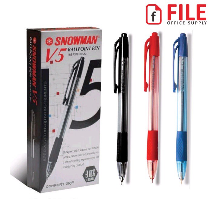 Pulpen Snowman V5 / Pen / Bolpen / Ballpoint (1 lusin)