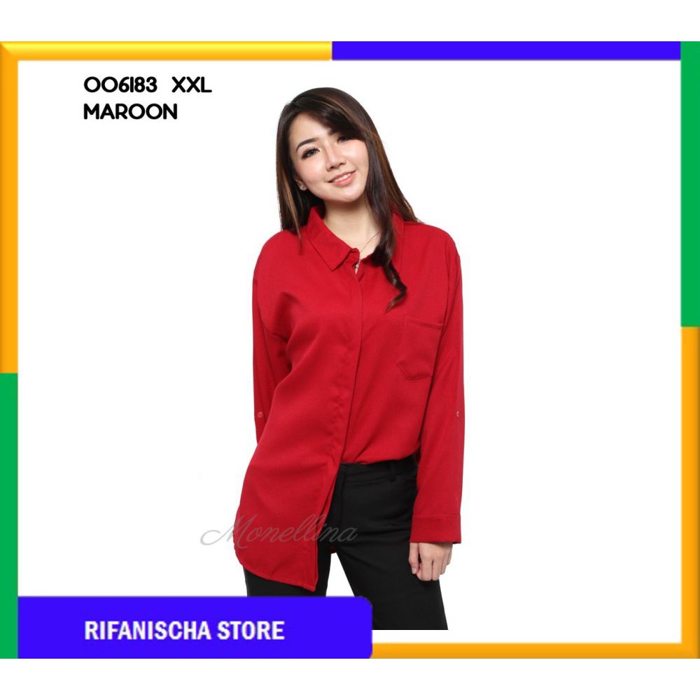 Rf 006183 Baju Blouse Atasan XXL Jumbo Murah Wanita Kekinian (MF)