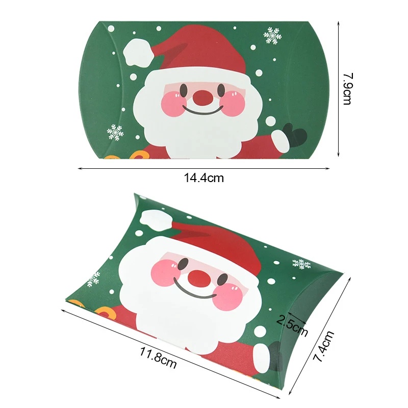 10pcs Kotak Permen Bentuk Bantal Santa Claus Bahan Kertas Kraft Untuk Perlengkapan Pesta Natal