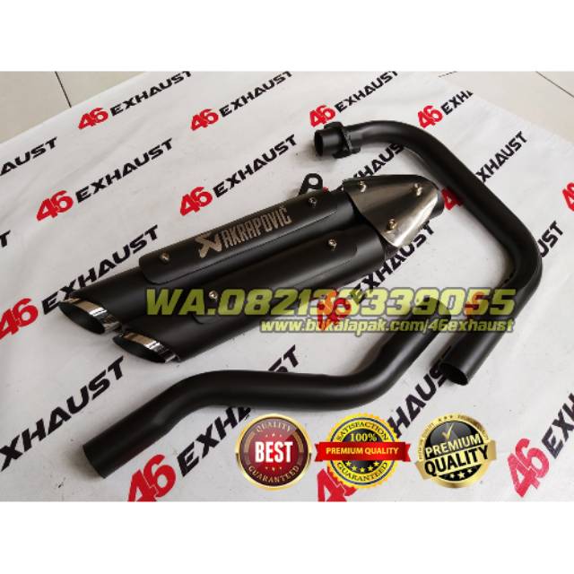Knalpot Benelli Motobi 200 Evo Efi Akrapovic Double With Shield Full System