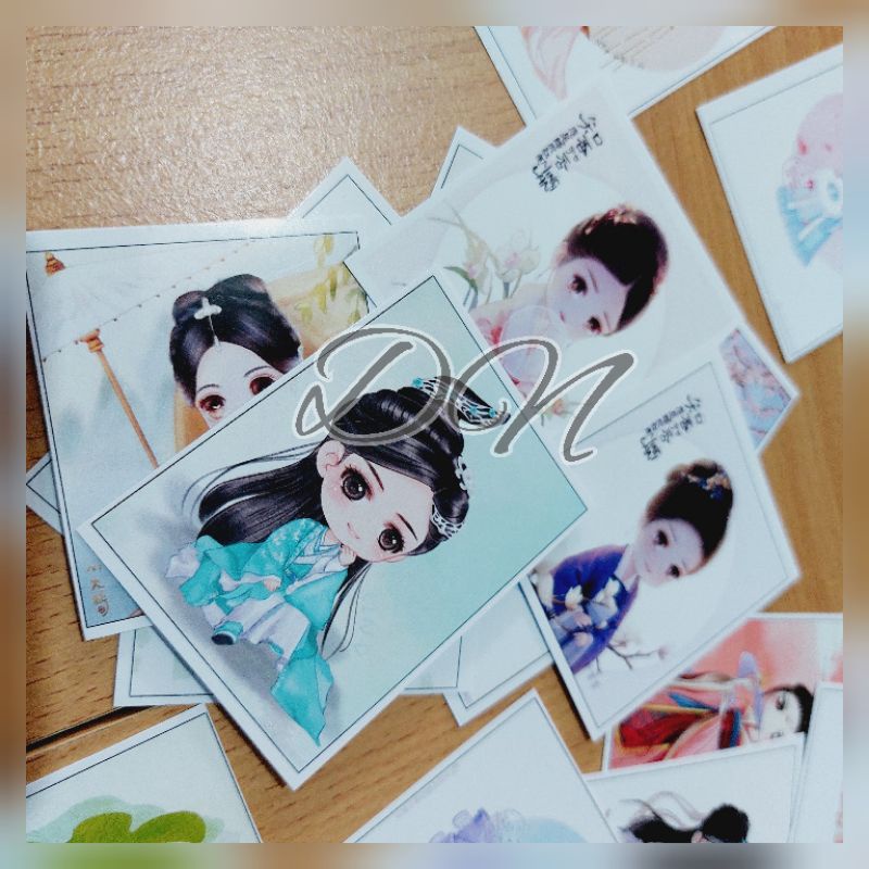 

isi 16 pcs stiker photo kertas princess chiness sticker glossy karakter putri china chibi cute