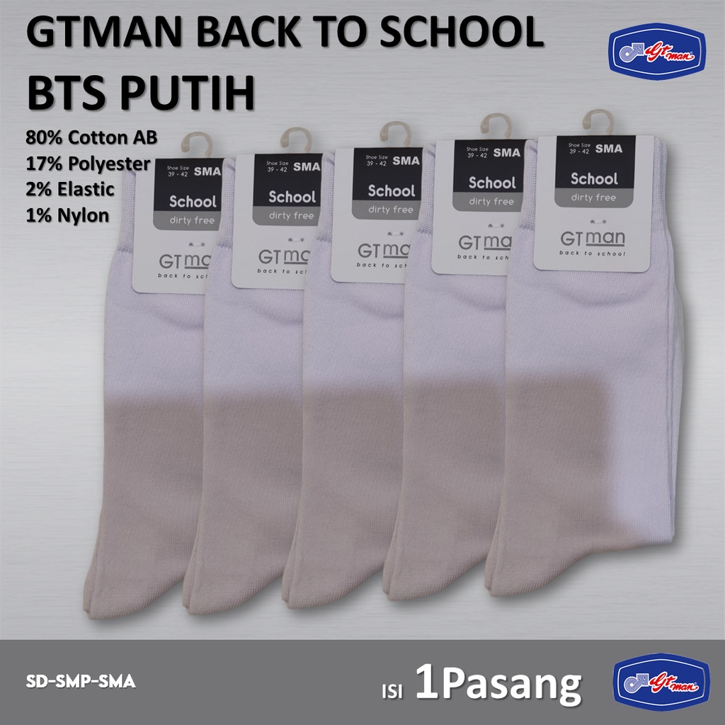 Kaos Kaki Sekolah Panjang Sebetis GTMAN BTS Putih Full 1 Pcs