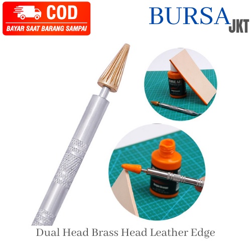 DUAL PURPOSE 2 BRASS HEAD LEATHER Leather Edge Oil Gluing Dye Pen Paint Roller Tool