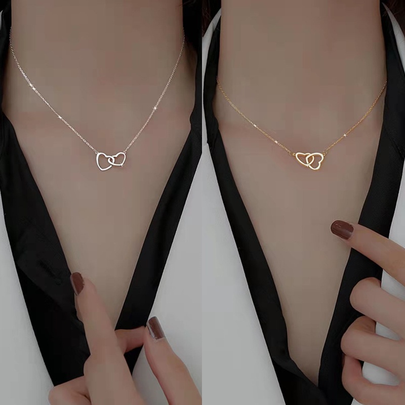 Kalung Titanium Liontin Hati Wanita Sederhana dan Lucu Gaya korean kalung aesthetic