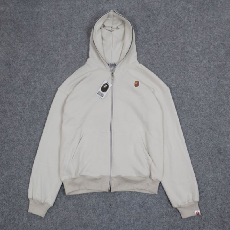 SWEATER HOODIE ZIPPER BAPE LOGO HEAD CREAM AUTHENTIC (BESTSELLER)