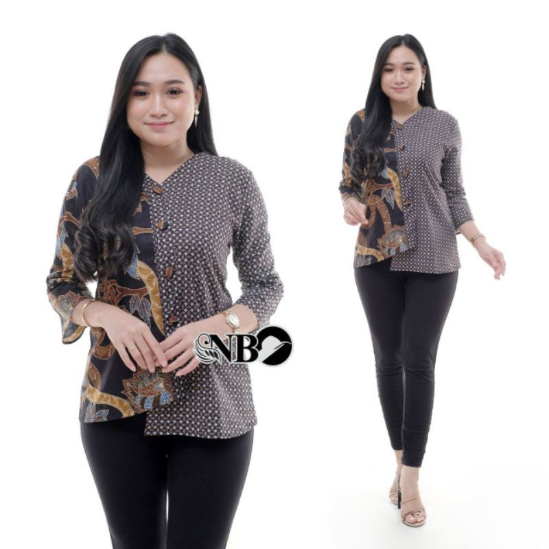 Batik Wanita Atasan modern kantor 210389 size M L XL XXL Genes Monalisa Kerja Kantor Asli Pekalongan